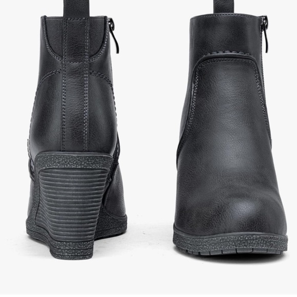 Vepose Women's Low Wedge Boots, Comfortable Ankle Booties with Inside Zipper - Picture 3 of 7